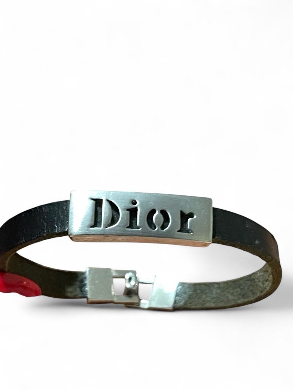 CHRISTIAN DIOR VINTAGE Y2K LOGO LEATHER BRACELET